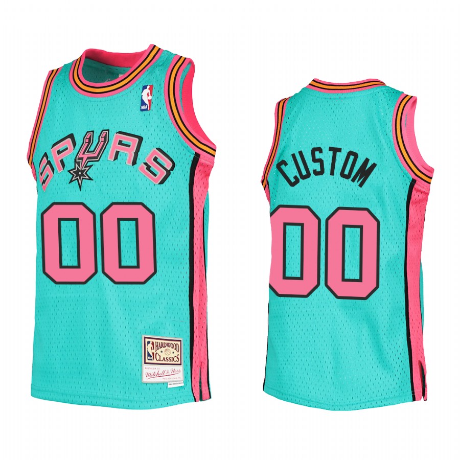 Youth Custom San Antonio Spurs Teal Reload Jersey Throwback