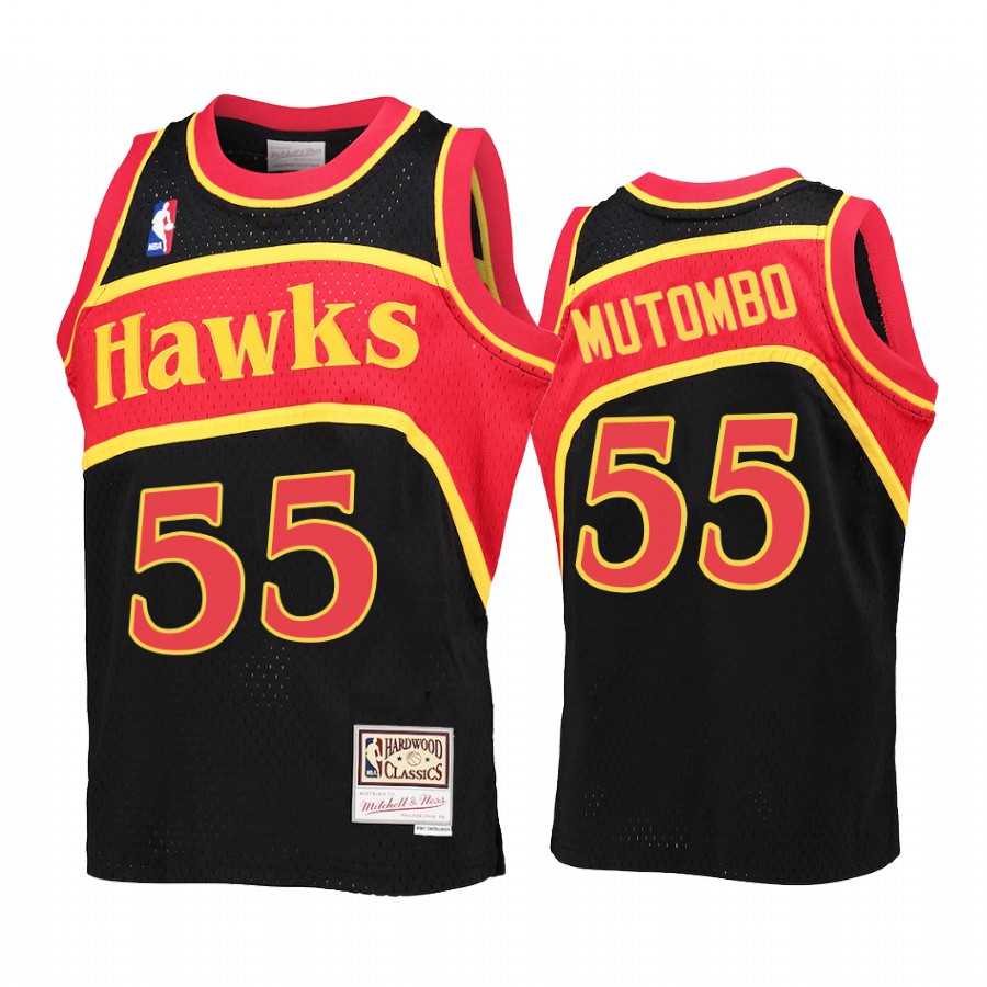Youth Dikembe Mutombo Atlanta Hawks Black Reload Jersey Throwback