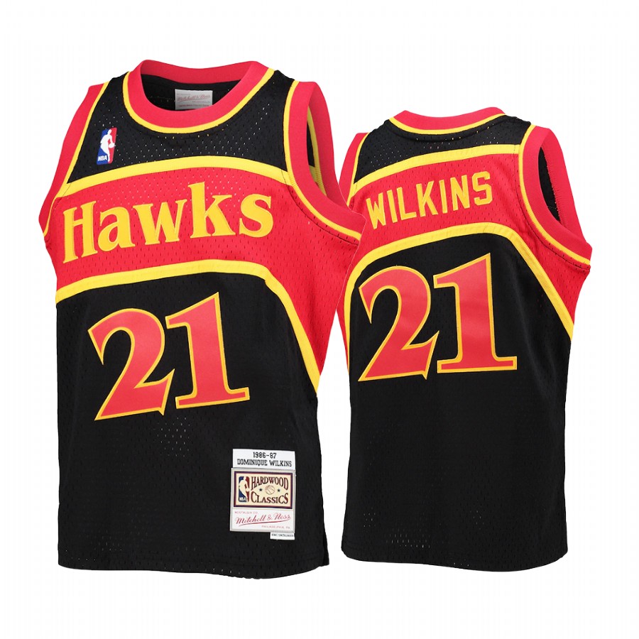 Youth Dominique Wilkins Atlanta Hawks Black Reload Jersey Throwback