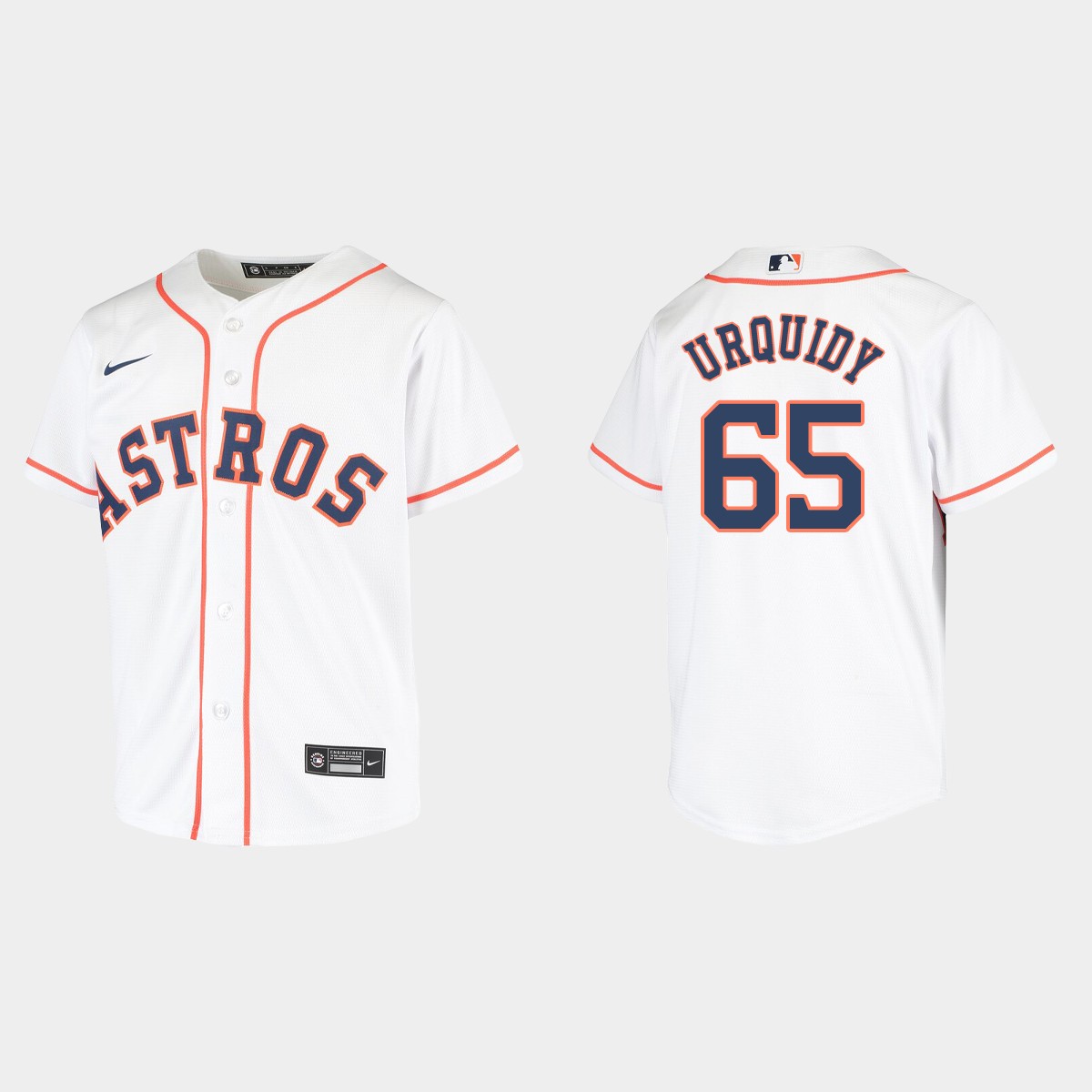 Youth Houston Astros #65 Jose Urquidy White Home Jersey