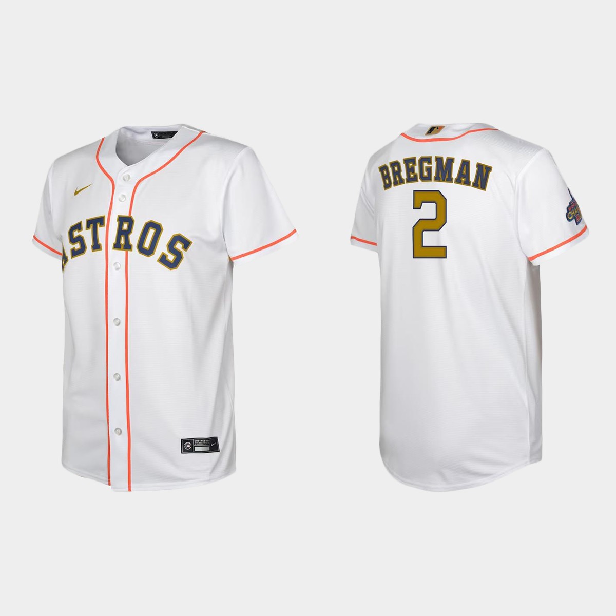 Youth Houston Astros Alex Bregman White Gold Collection Jersey