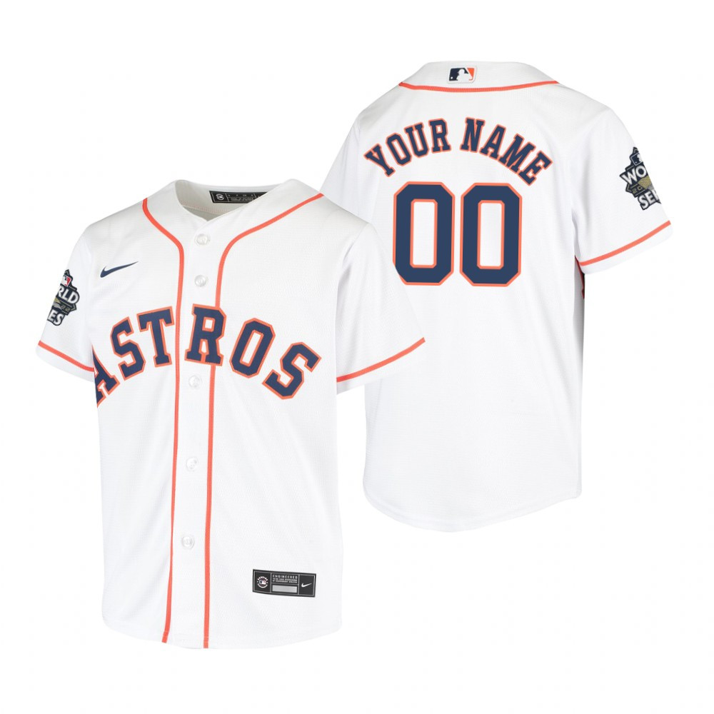 Youth Houston Astros Custom 00 White World Series Jersey