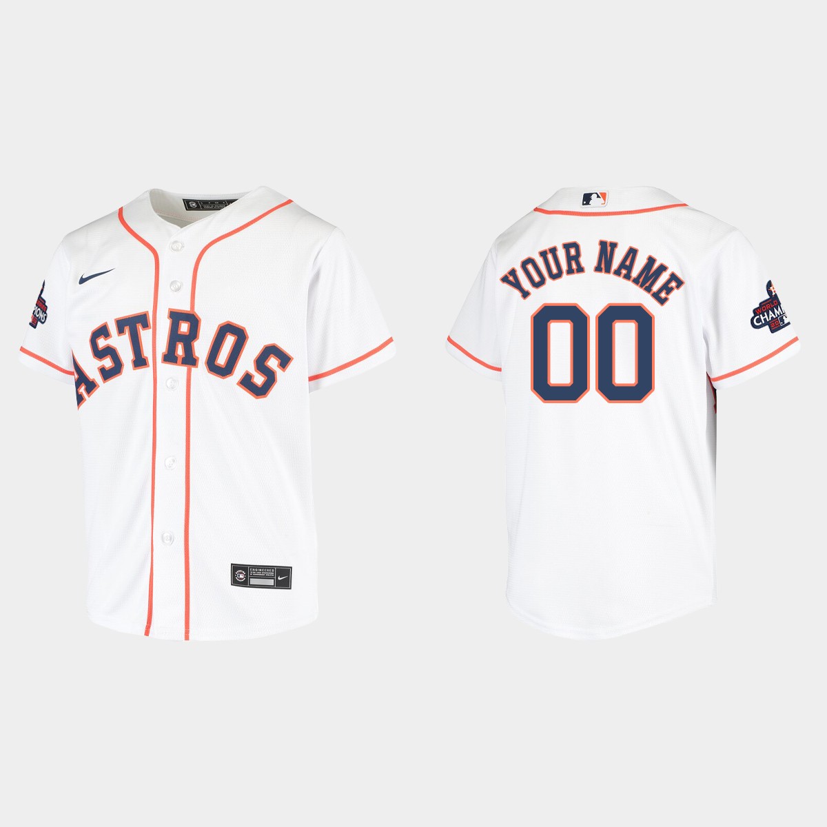 Youth Houston Astros Custom White World Series Champions Jersey