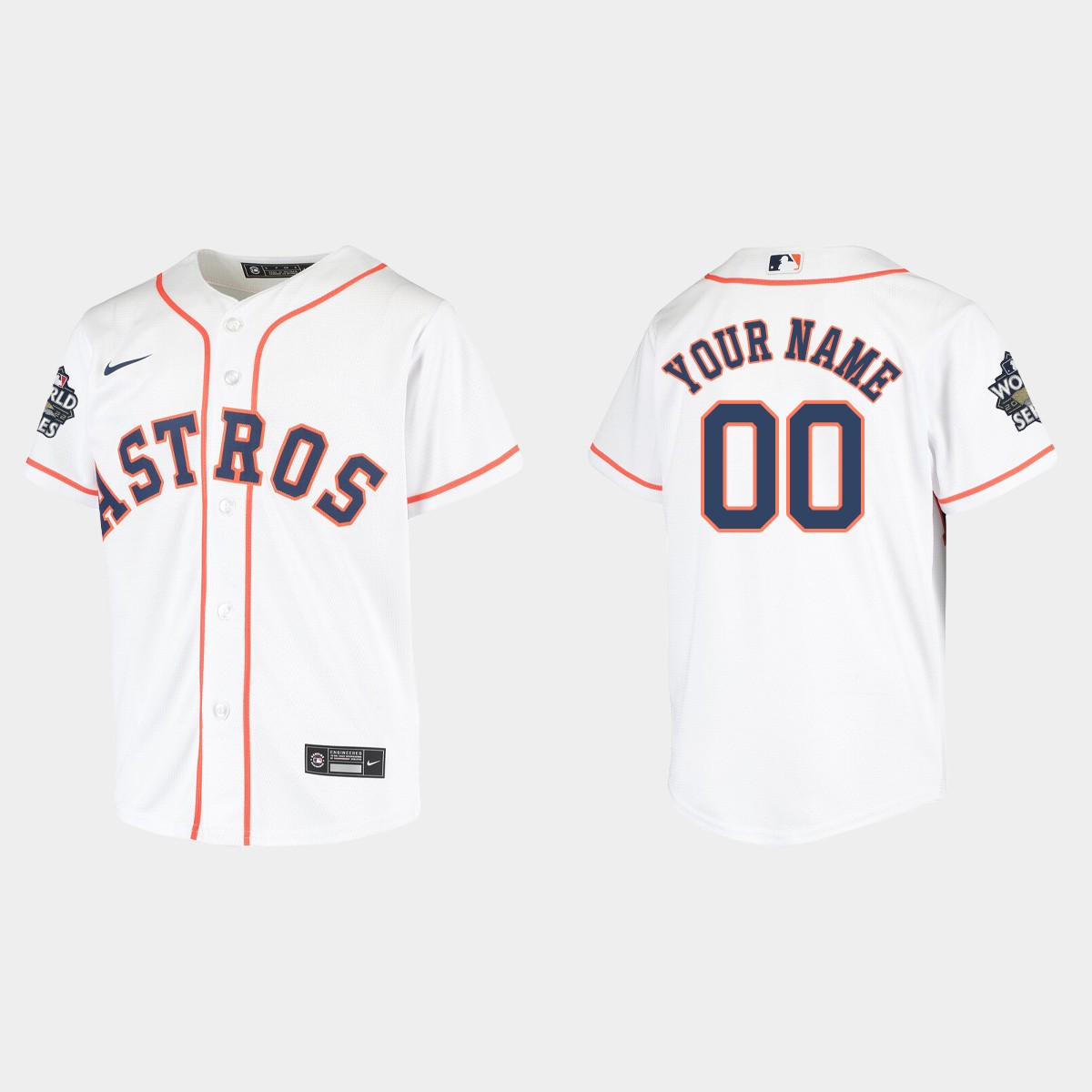 Youth Houston Astros Custom White World Series Jersey