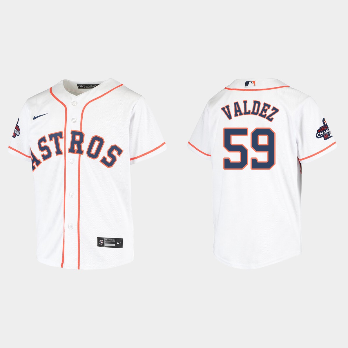 Youth Houston Astros Framber Valdez White World Series Champions Jersey