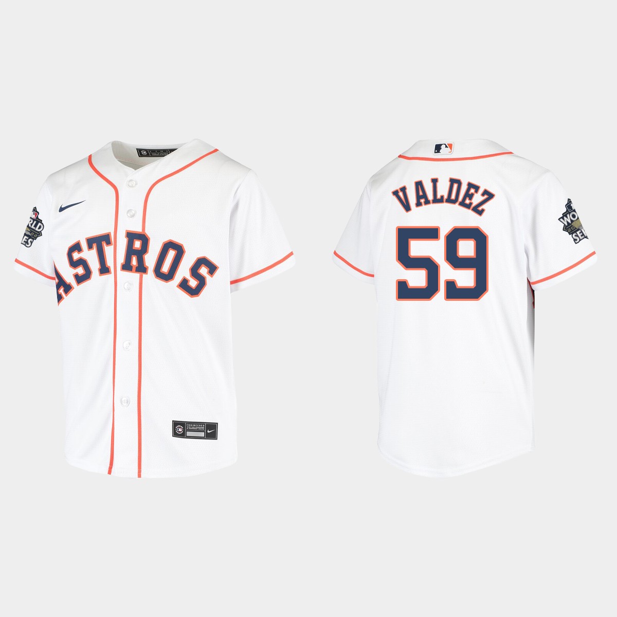 Youth Houston Astros Framber Valdez White World Series Jersey