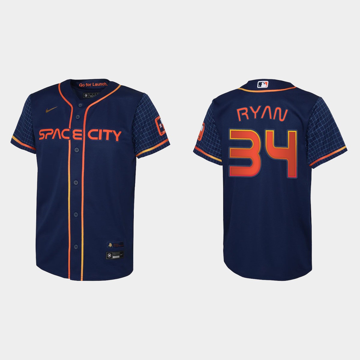 Youth Houston Astros Nolan Ryan Navy City Connect Jersey