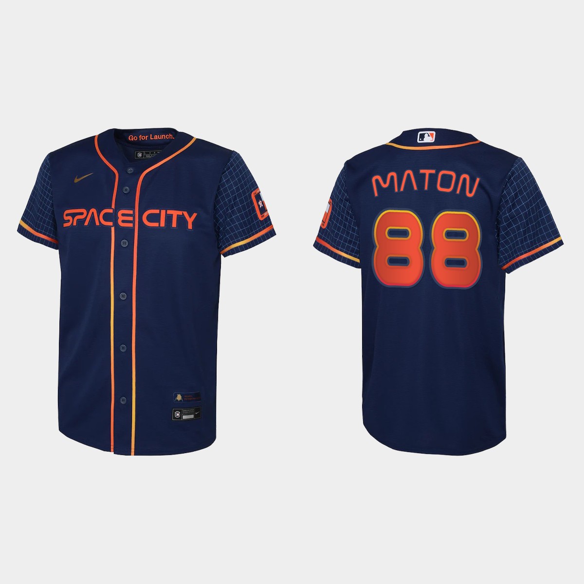 Youth Houston Astros Phil Maton Navy City Connect Jersey