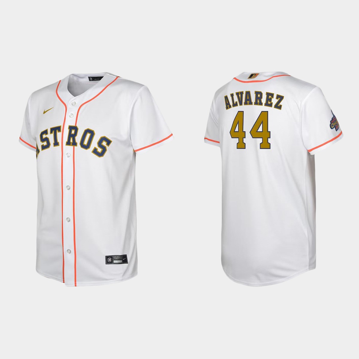 Youth Houston Astros Yordan Alvarez White Gold Collection Jersey
