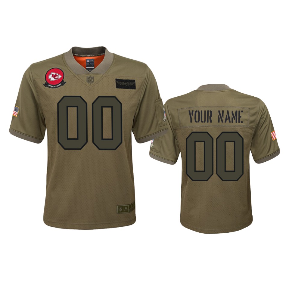 Youth Kansas City Chiefs Custom Camo Salute To Service Game Jersey
