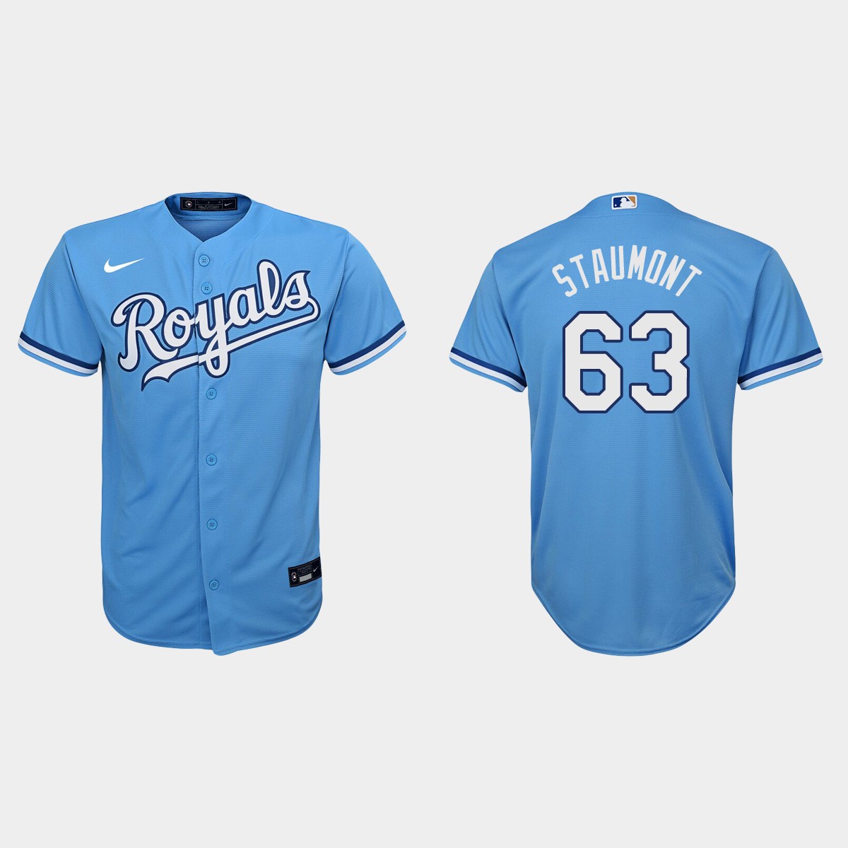Youth Kansas City Royals #63 Josh Staumont Light Blue Alternate Jersey