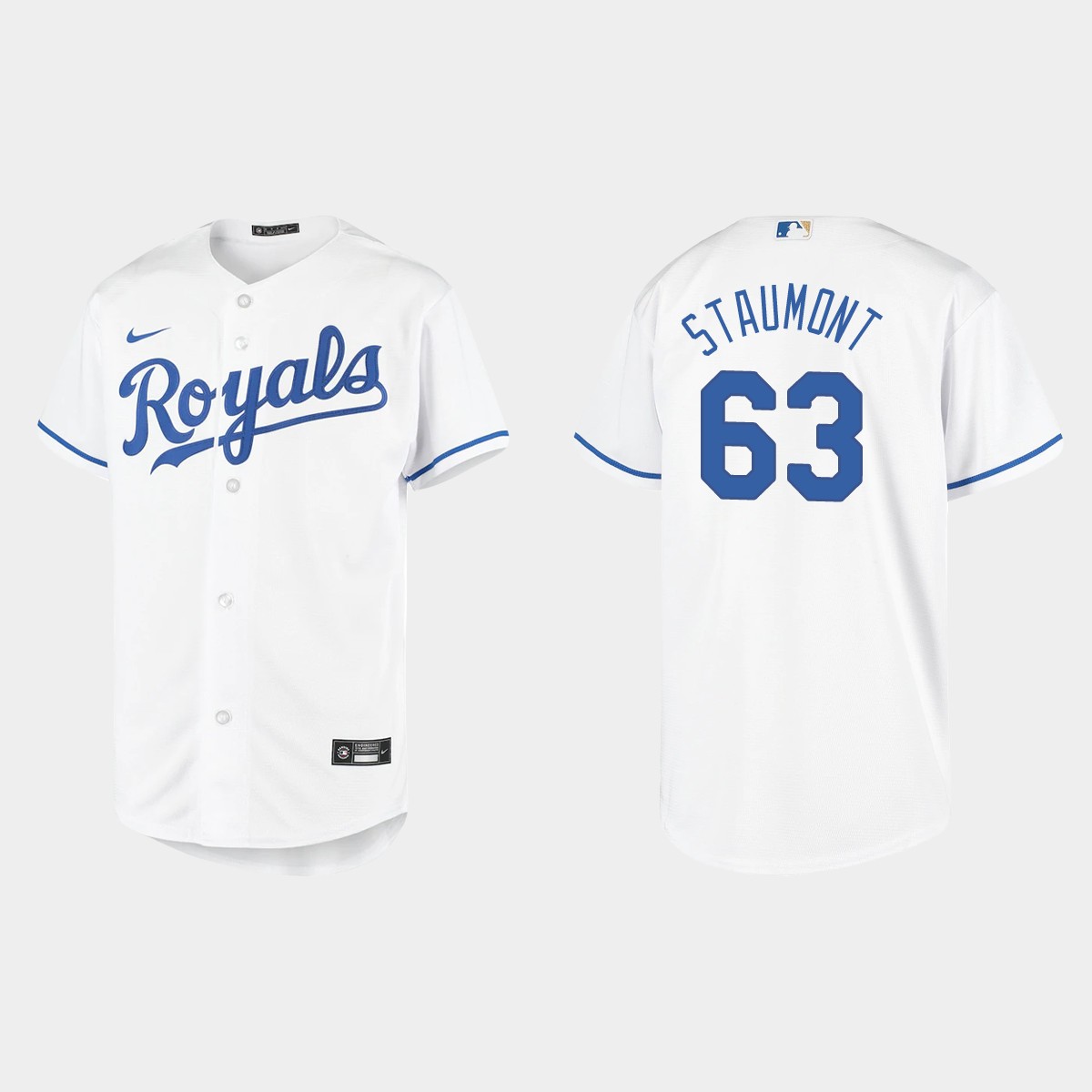 Youth Kansas City Royals #63 Josh Staumont White Home Jersey
