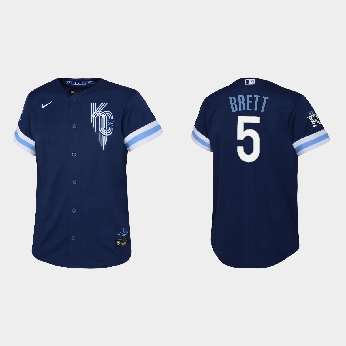 Youth Kansas City Royals George Brett Navy City Connect Jersey