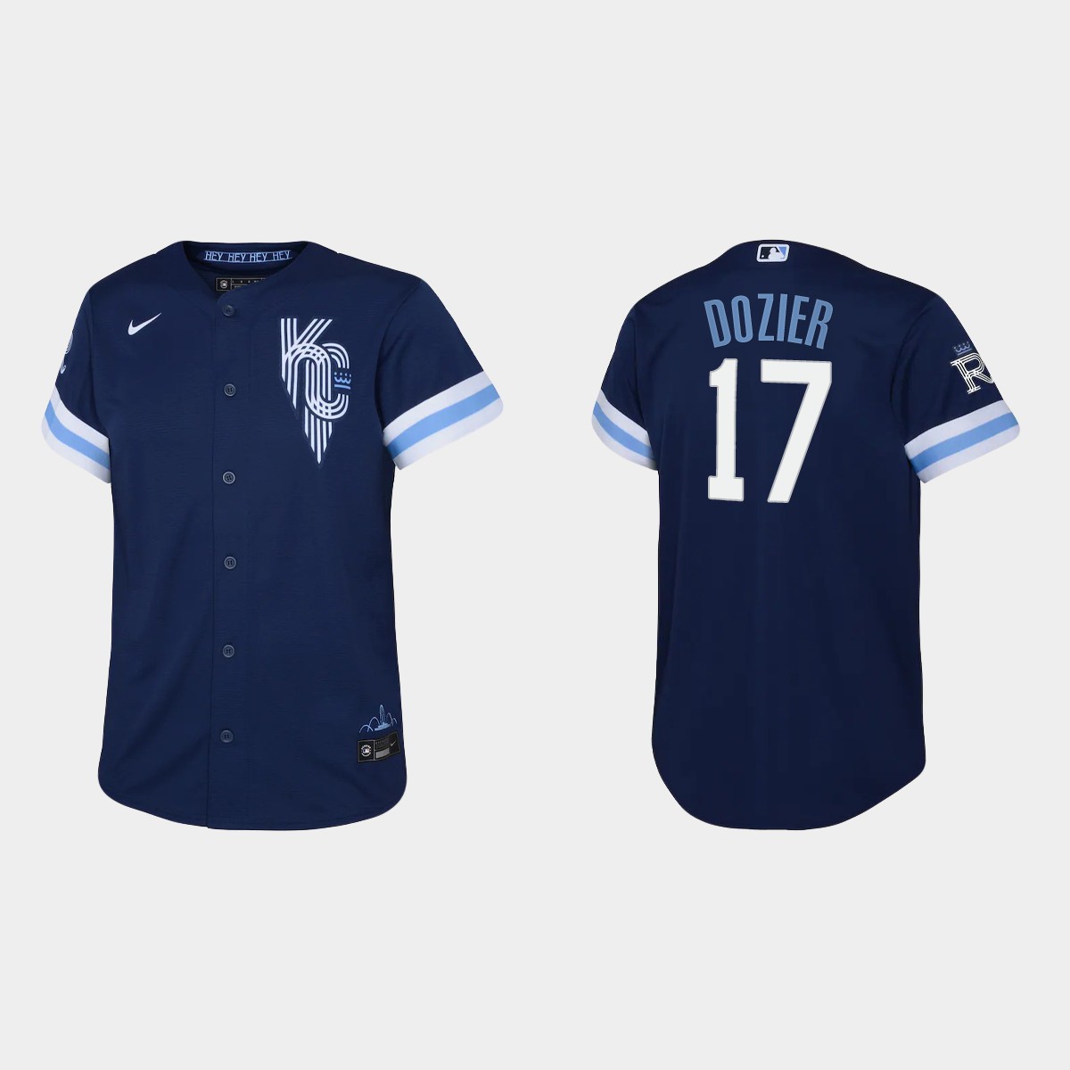 Youth Kansas City Royals Hunter Dozier Navy City Connect Jersey