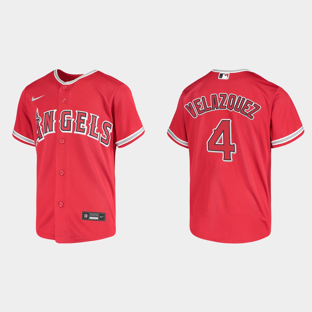 Youth Los Angeles Angels Andrew Velazquez Red Jersey