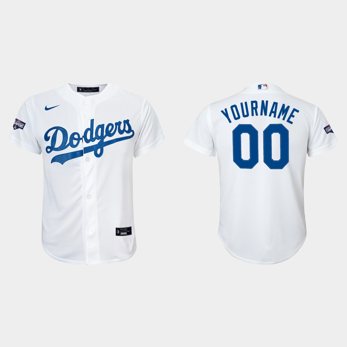 Youth Los Angeles Dodgers #00 Custom White World Series Champions Home Player Jersey