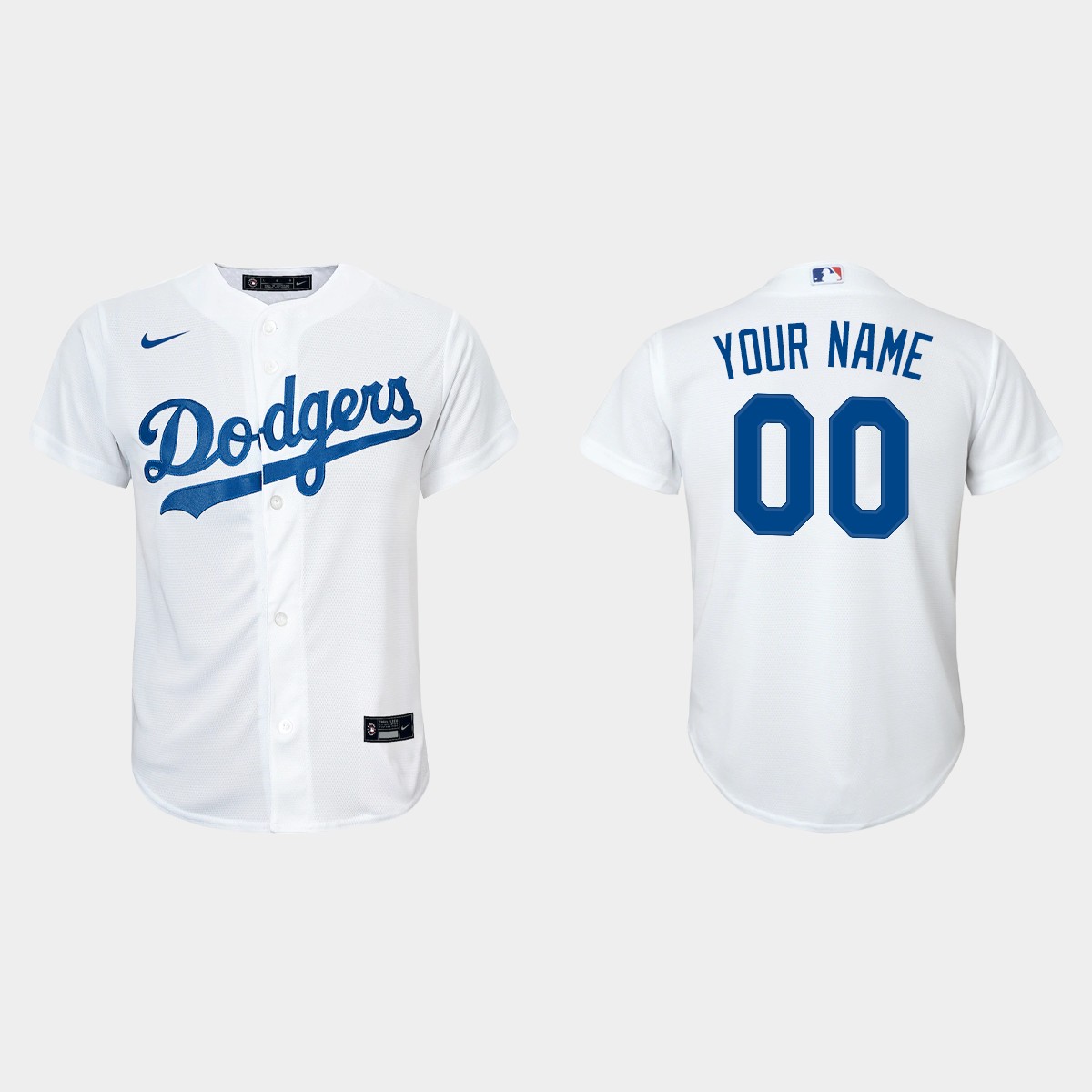 Youth Los Angeles Dodgers #00 Custom White Home Jersey