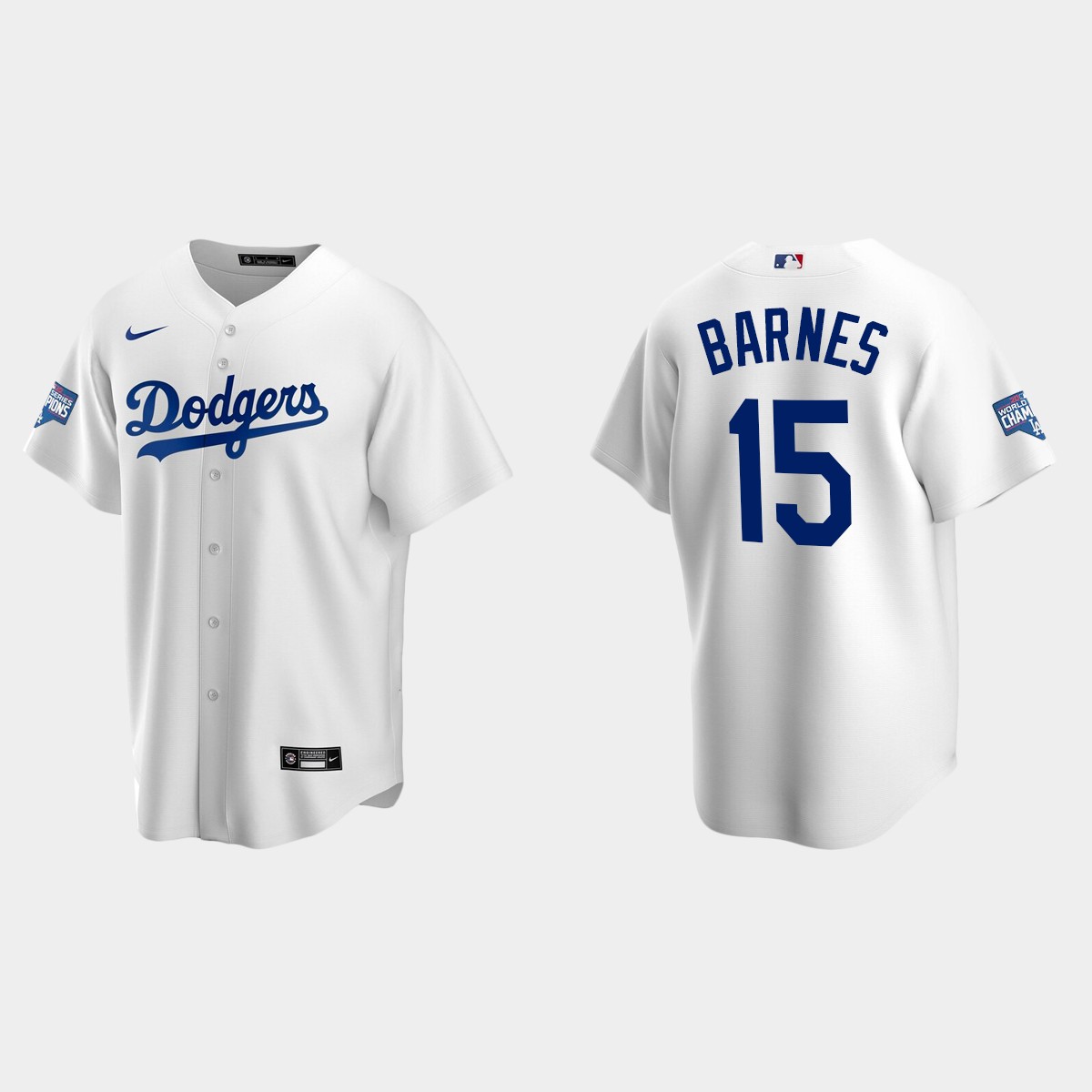 Youth Los Angeles Dodgers #15 Austin Barnes White World Series Champions Home Jersey
