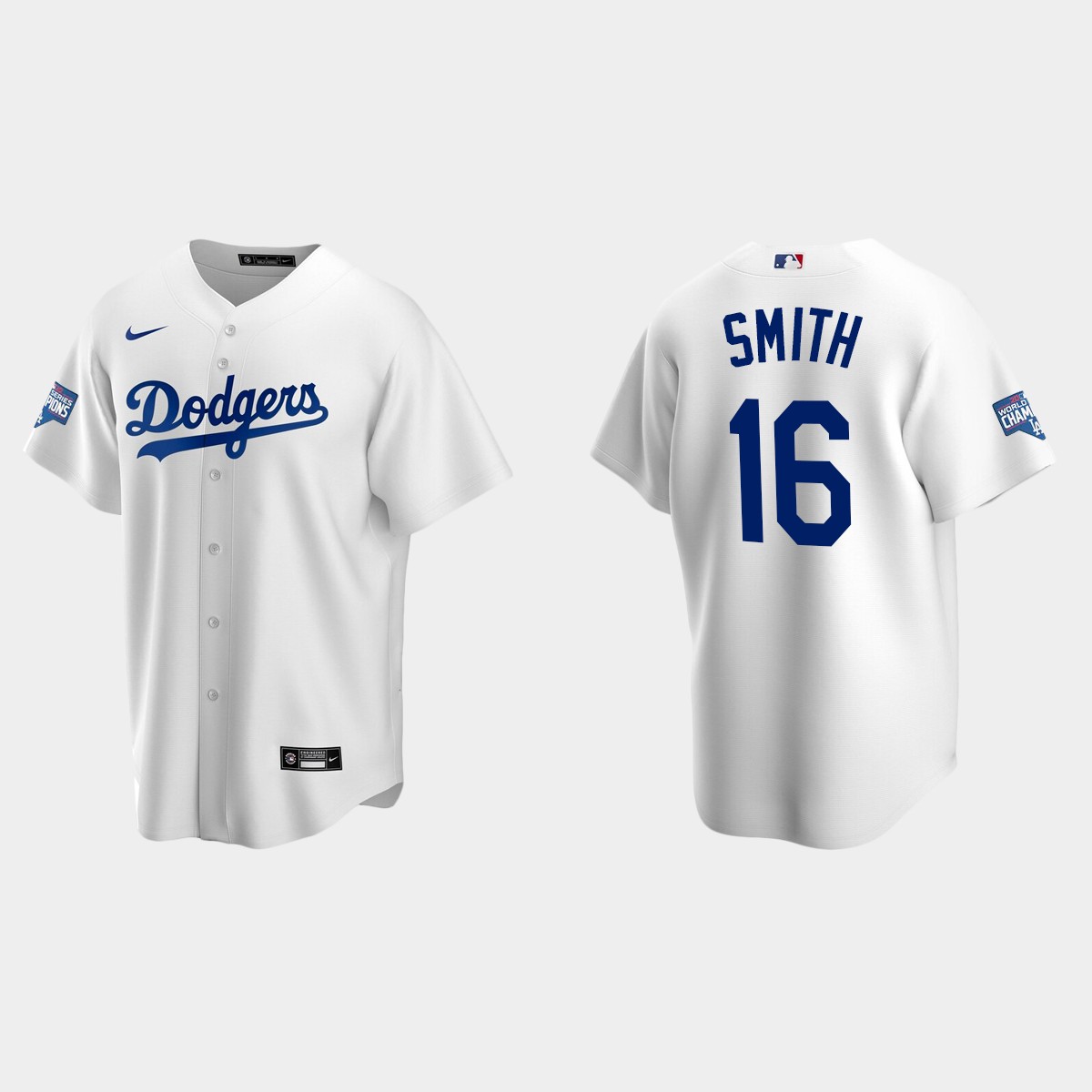 Youth Los Angeles Dodgers #16 Will Smith White World Series Champions Home Jersey