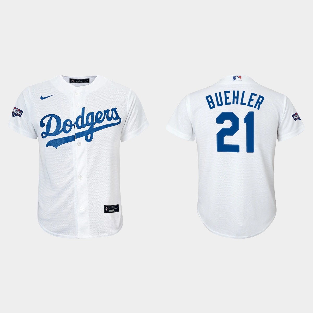 Youth Los Angeles Dodgers #21 Walker Buehler White World Series Champions Home Player Jersey
