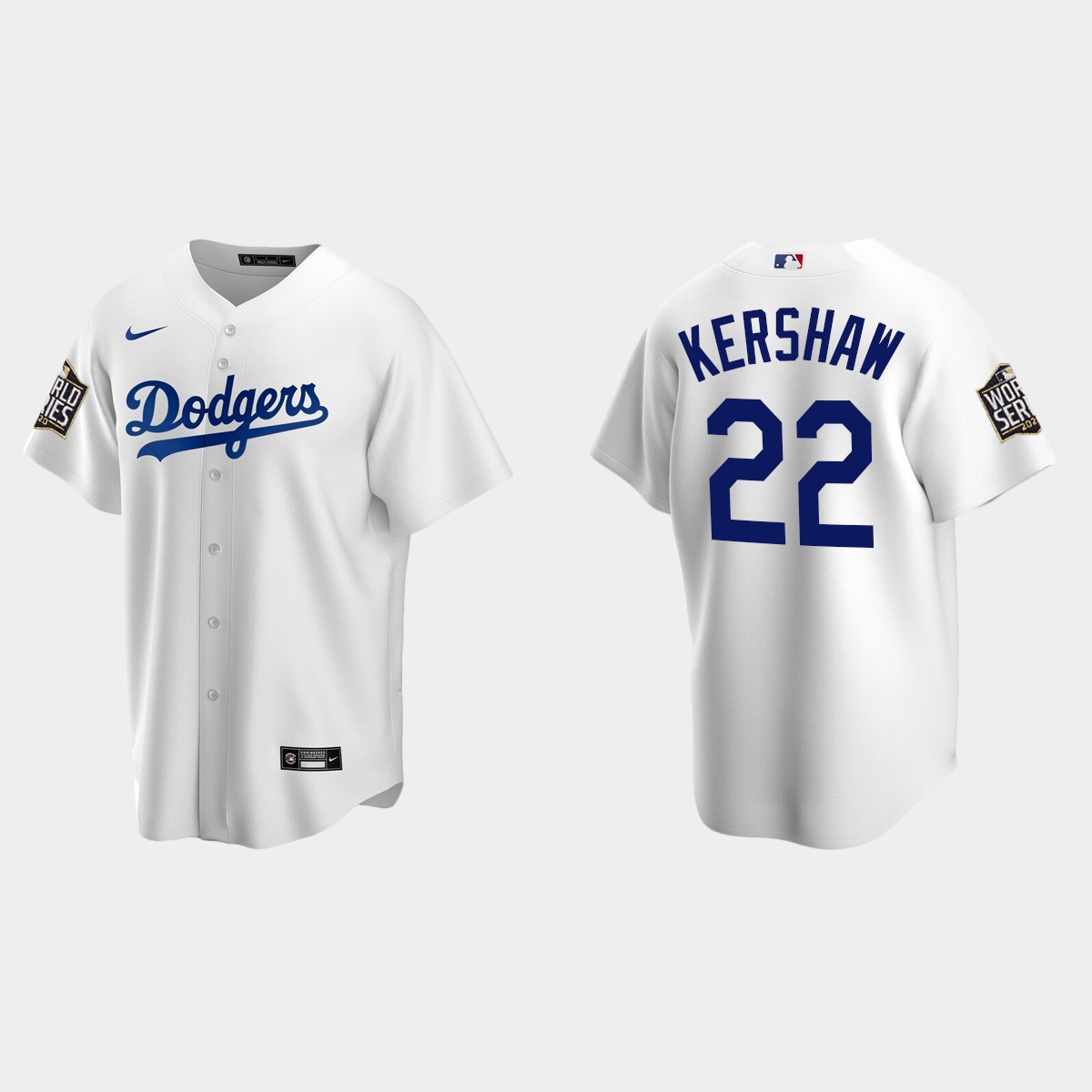 Youth Los Angeles Dodgers #22 Clayton Kershaw World Series Home Jersey - White