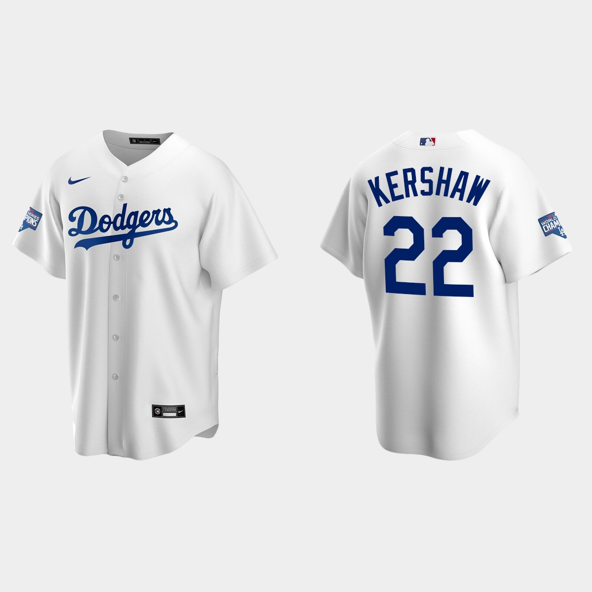 Youth Los Angeles Dodgers #22 Clayton Kershaw White World Series Champions Home Jersey