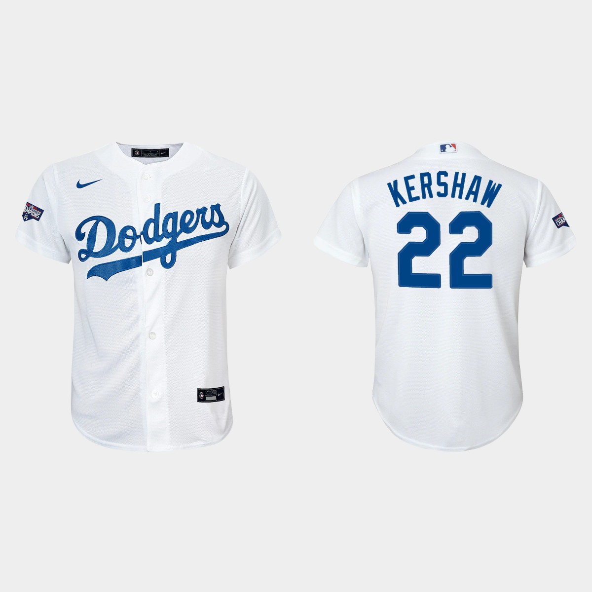 Youth Los Angeles Dodgers #22 Clayton Kershaw White World Series Champions Home Player Jersey