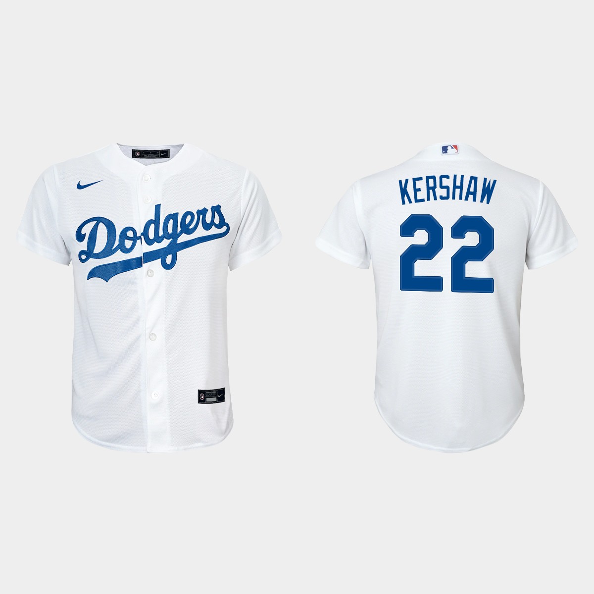 Youth Los Angeles Dodgers #22 Clayton Kershaw White Home Jersey