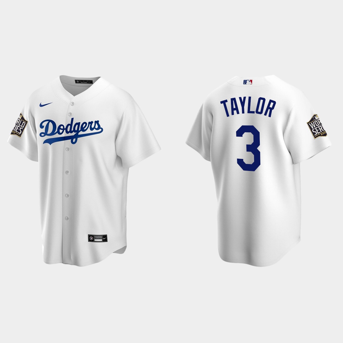 Youth Los Angeles Dodgers #3 Chris Taylor World Series Home Jersey - White