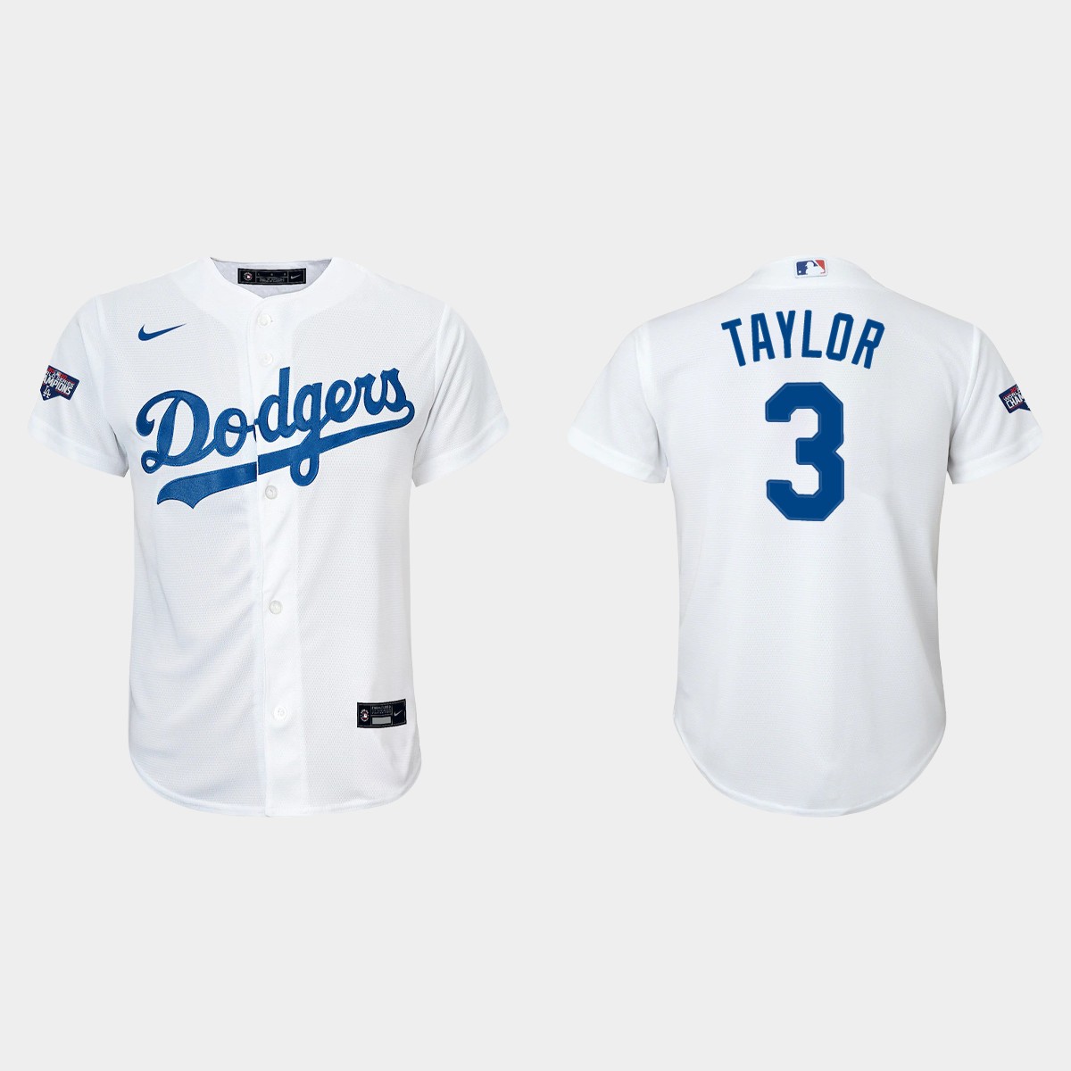 Youth Los Angeles Dodgers #3 Chris Taylor White World Series Champions Home Player Jersey