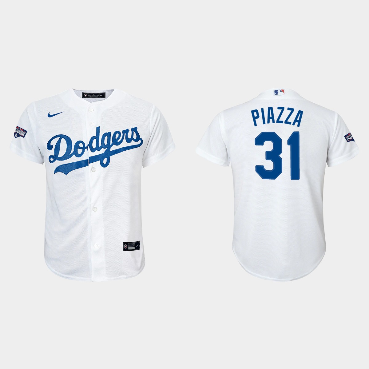 Youth Los Angeles Dodgers #31 Mike Piazza White World Series Champions Home Player Jersey