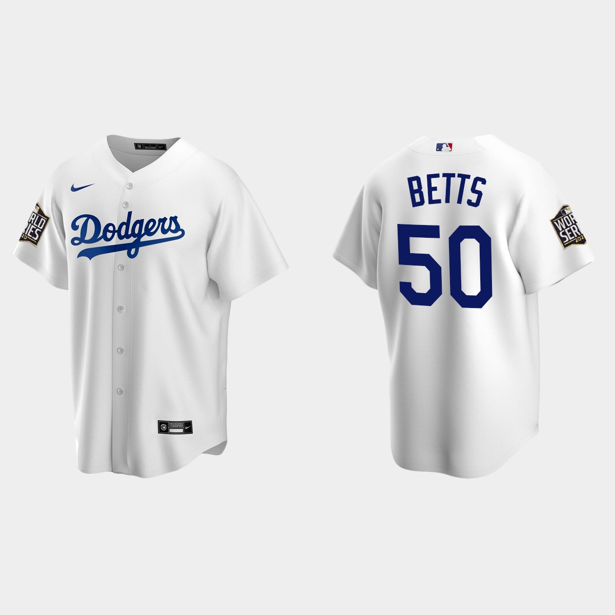 Youth Los Angeles Dodgers #50 Mookie Betts World Series Home Jersey - White