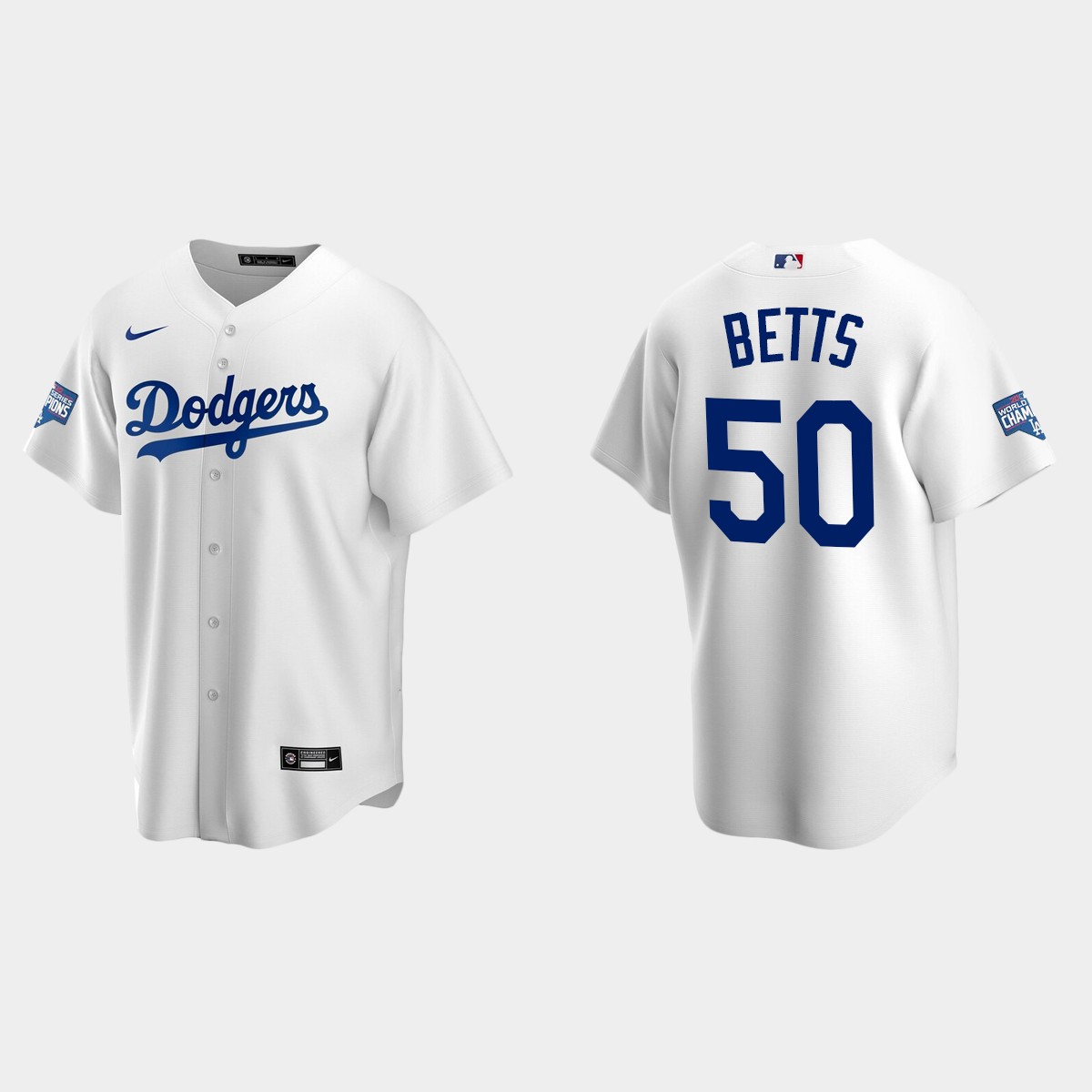 Youth Los Angeles Dodgers #50 Mookie Betts White World Series Champions Home Jersey