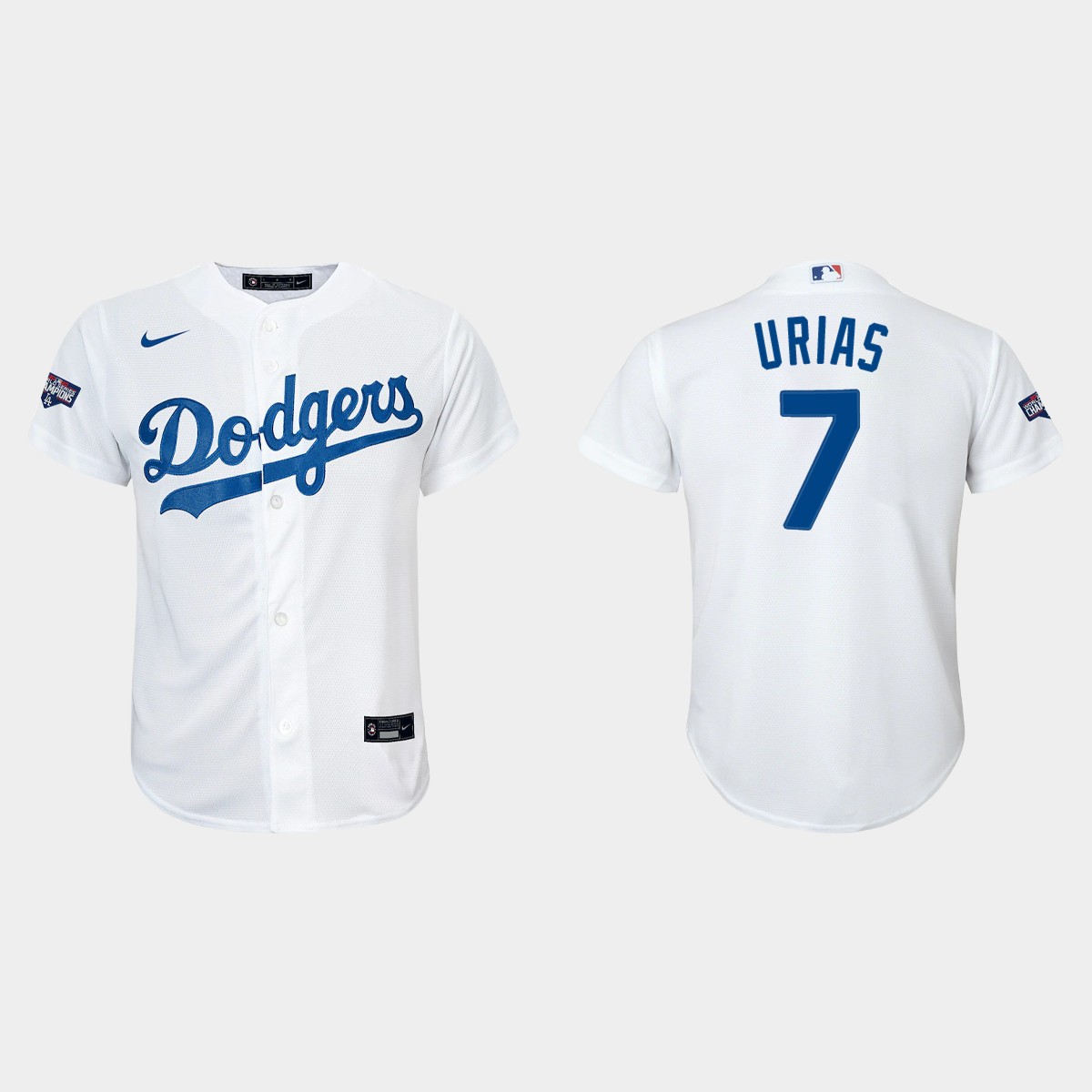 Youth Los Angeles Dodgers #7 Julio Urias White World Series Champions Home Player Jersey