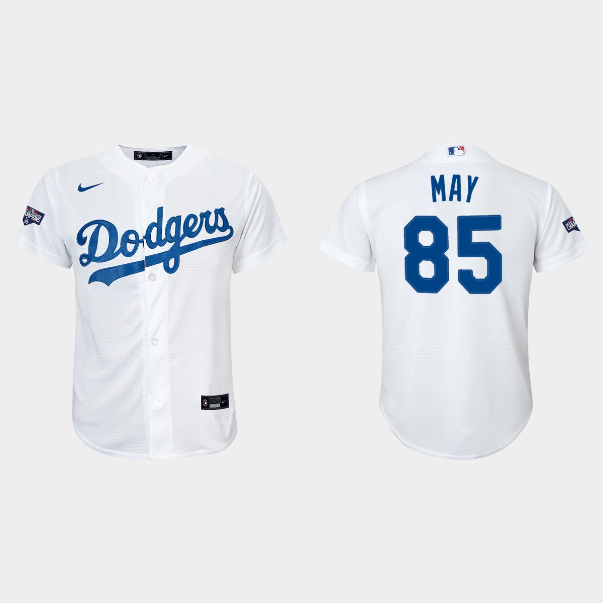 Youth Los Angeles Dodgers #85 Dustin May White World Series Champions Home Player Jersey