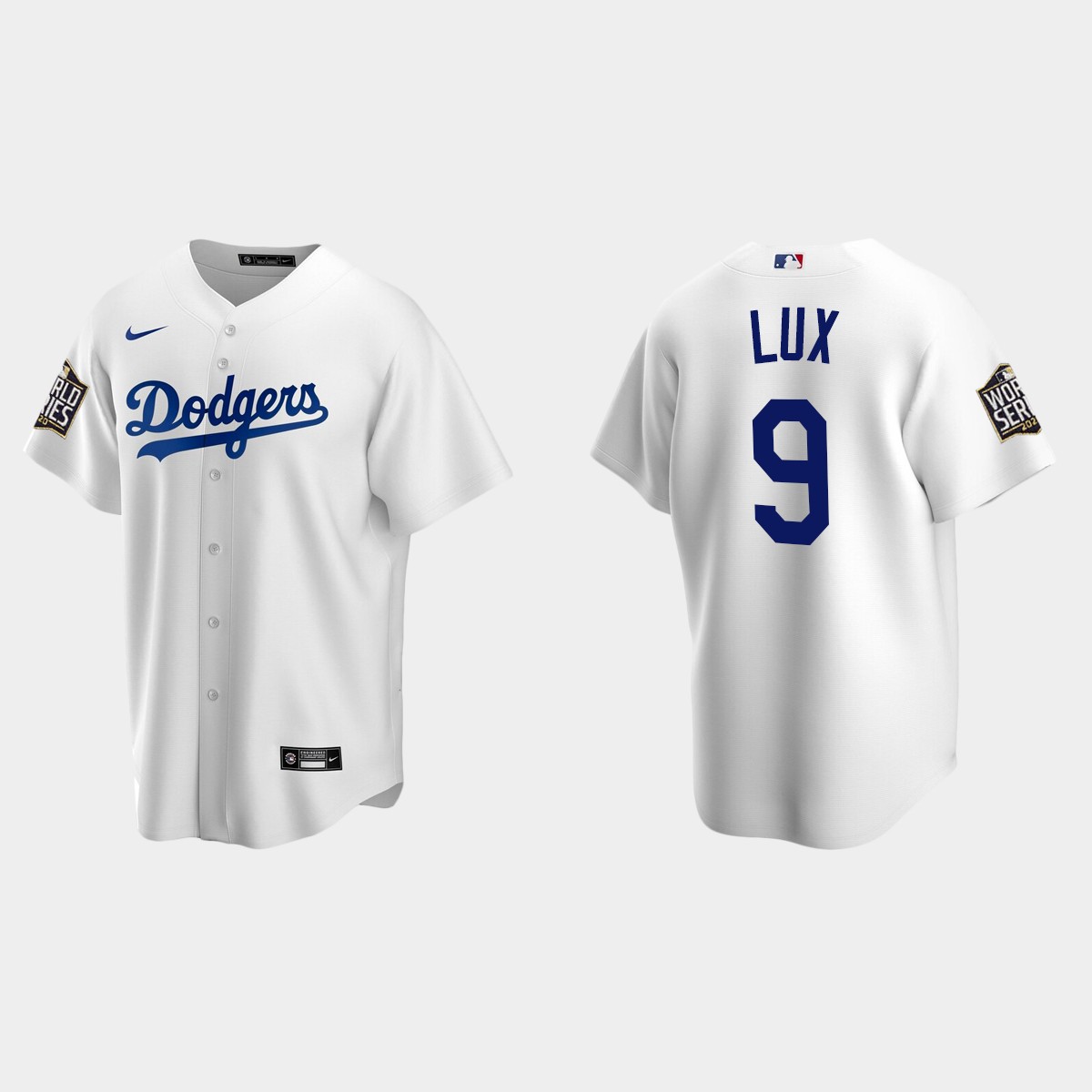Youth Los Angeles Dodgers #9 Gavin Lux World Series Home Jersey - White