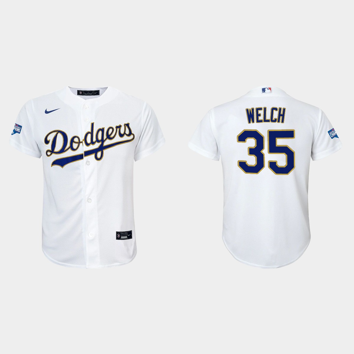 Youth Los Angeles Dodgers Bob Welch Gold Program White Gold Jersey