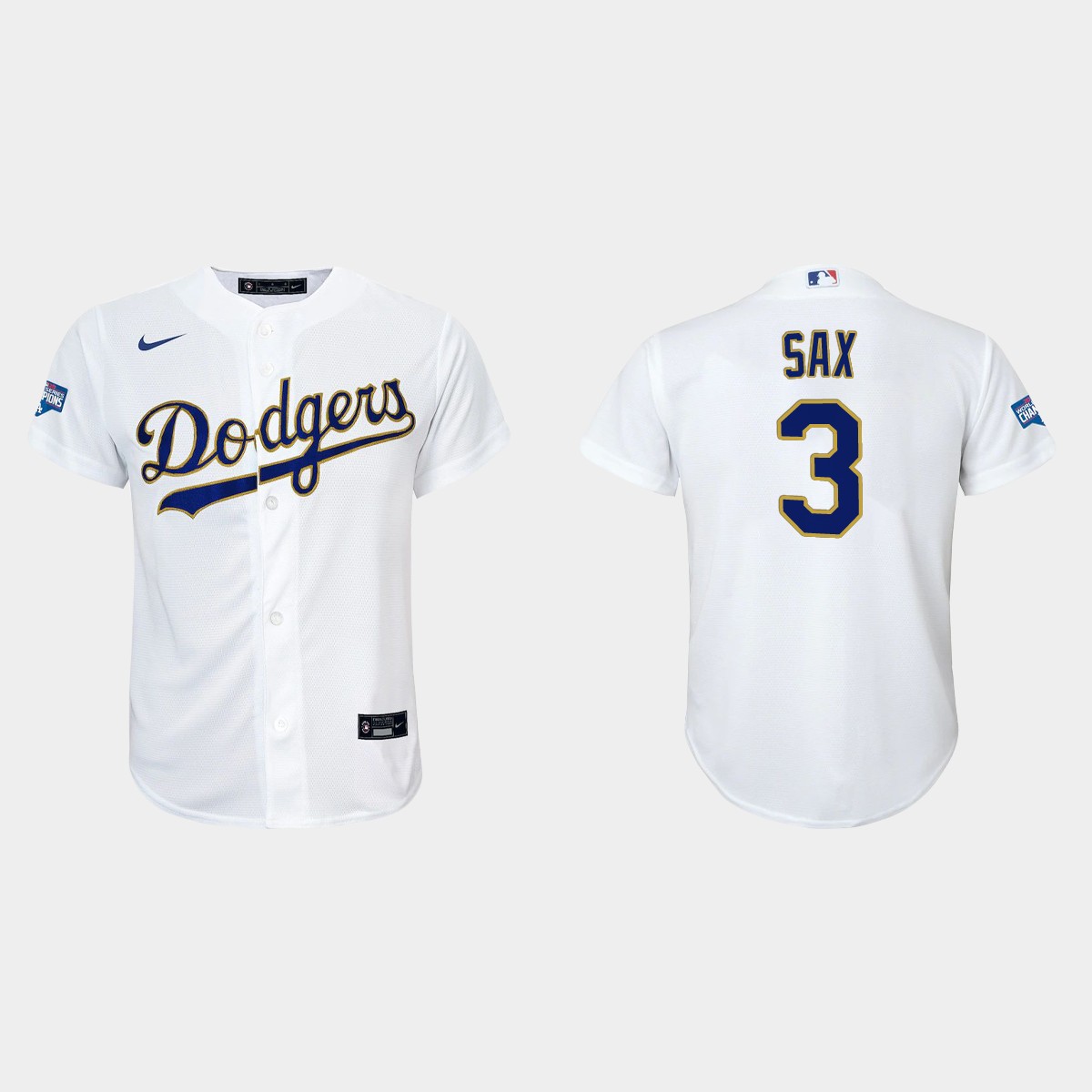 Youth Los Angeles Dodgers Steve Sax Gold Program White Gold Jersey
