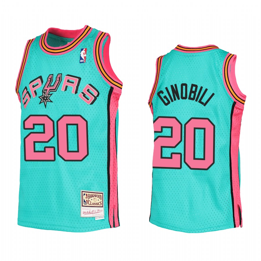 Youth Manu Ginobili San Antonio Spurs Teal Reload Jersey Throwback