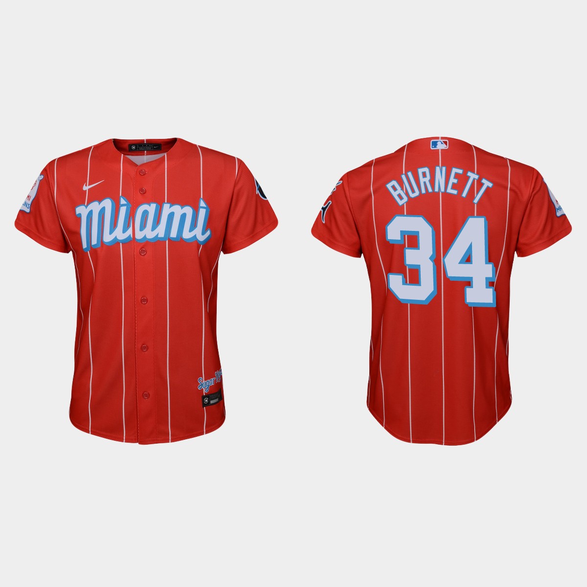 Youth Miami Marlins #34 A.J. Burnett Red City Connect Jersey