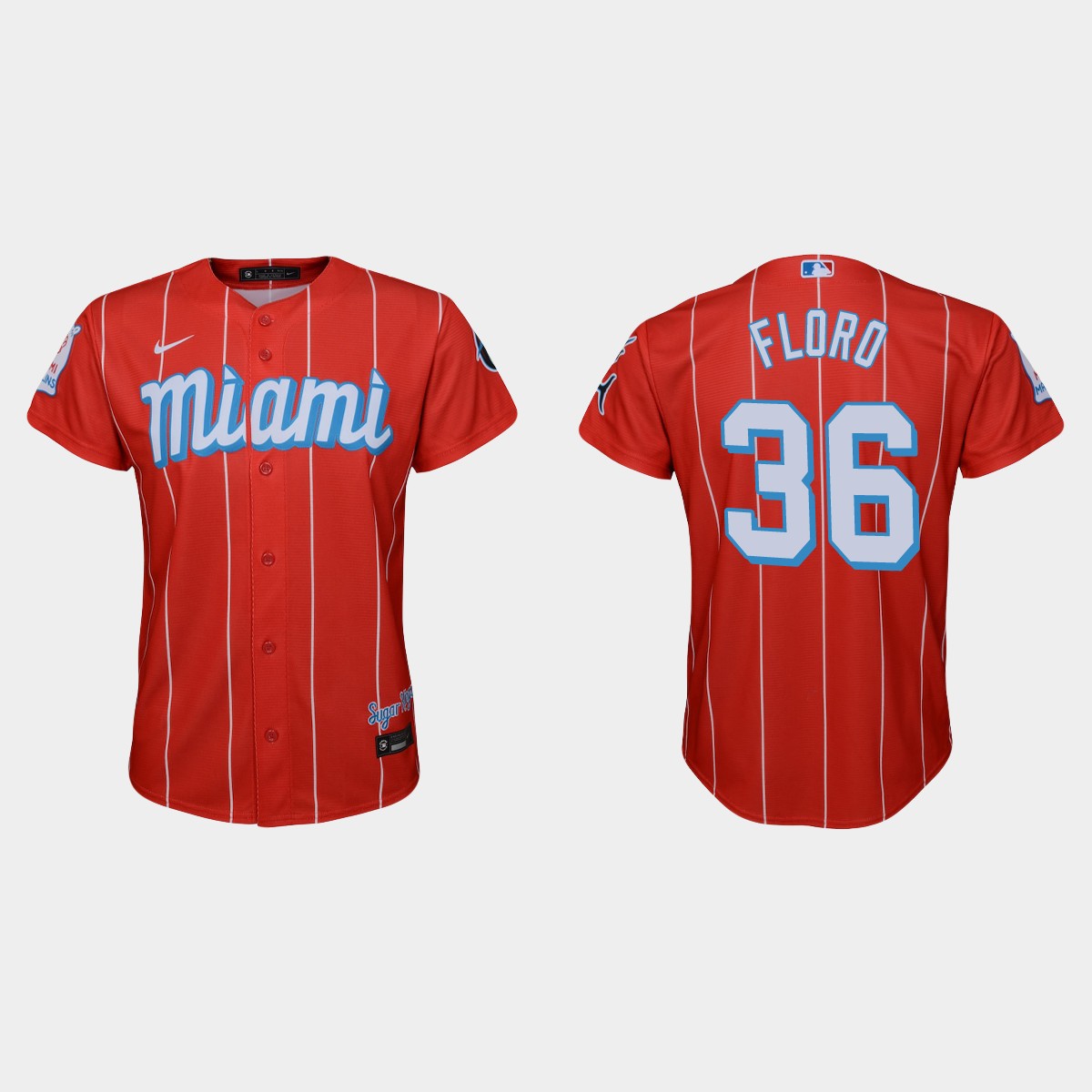 Youth Miami Marlins #36 Dylan Floro Red City Connect Jersey