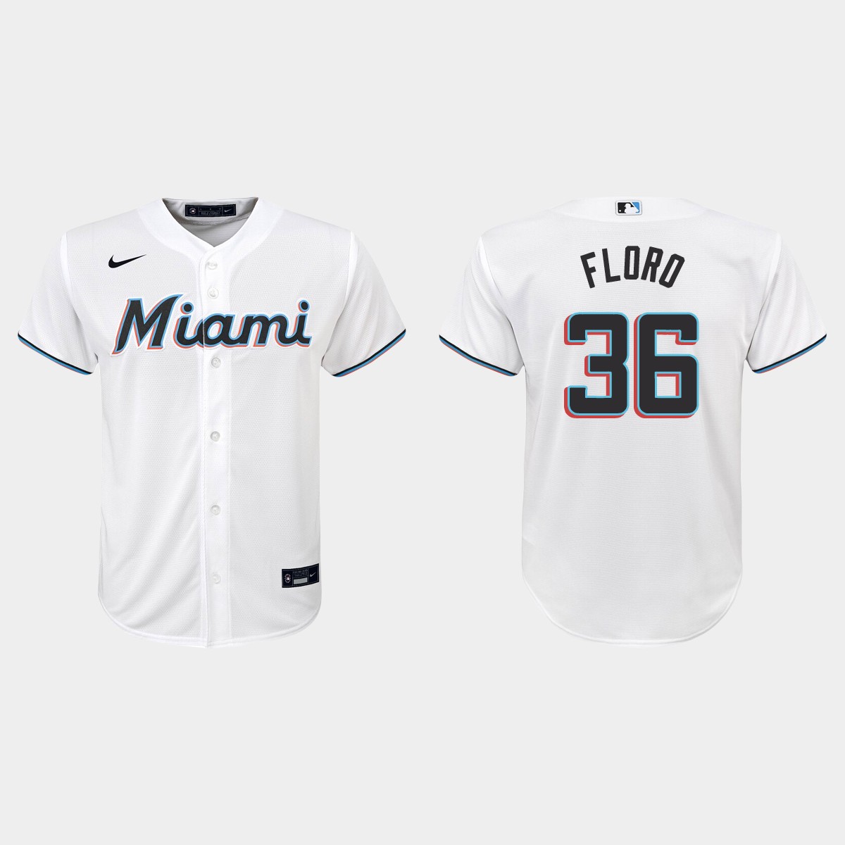 Youth Miami Marlins #36 Dylan Floro White Home Jersey
