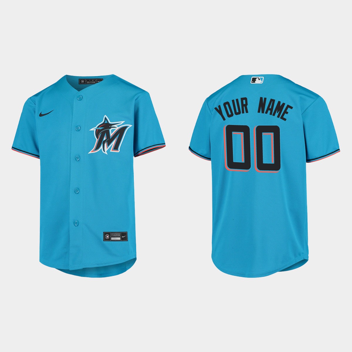 Youth Miami Marlins Custom Blue Jersey