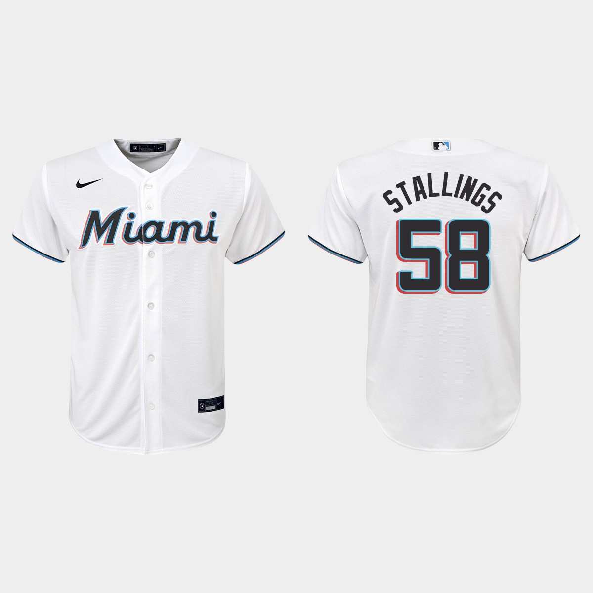 Youth Miami Marlins Jacob Stallings White Home Jersey