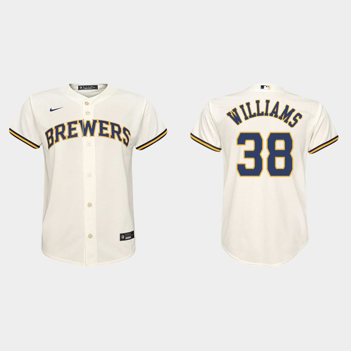 Youth Milwaukee Brewers #38 Devin Williams Cream Home Jersey