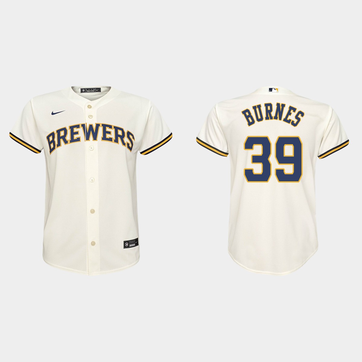 Youth Milwaukee Brewers #39 Corbin Burnes Cream Home Jersey