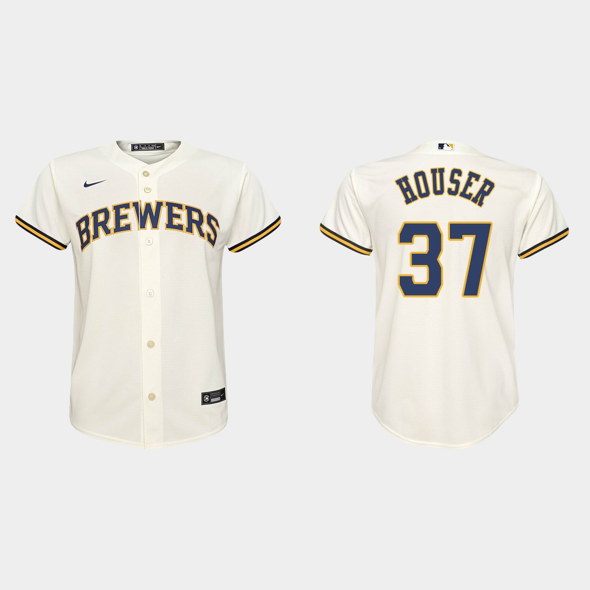 Youth Milwaukee Brewers Adrian Houser Cream Home Jersey