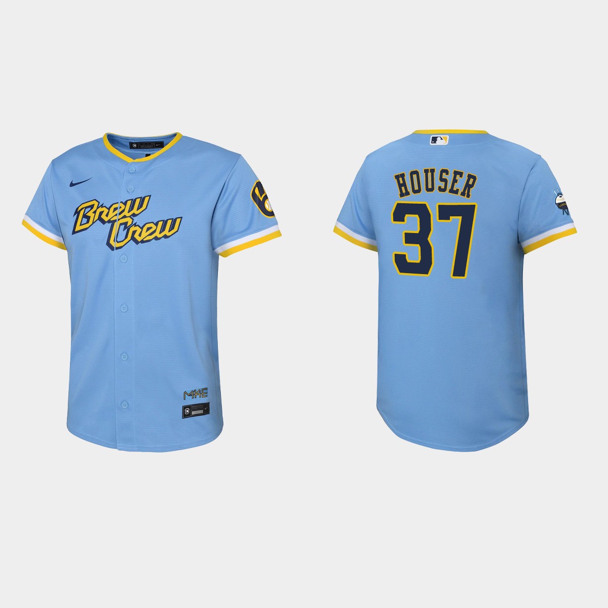 Youth Milwaukee Brewers Adrian Houser Powder Blue City Connect Jersey