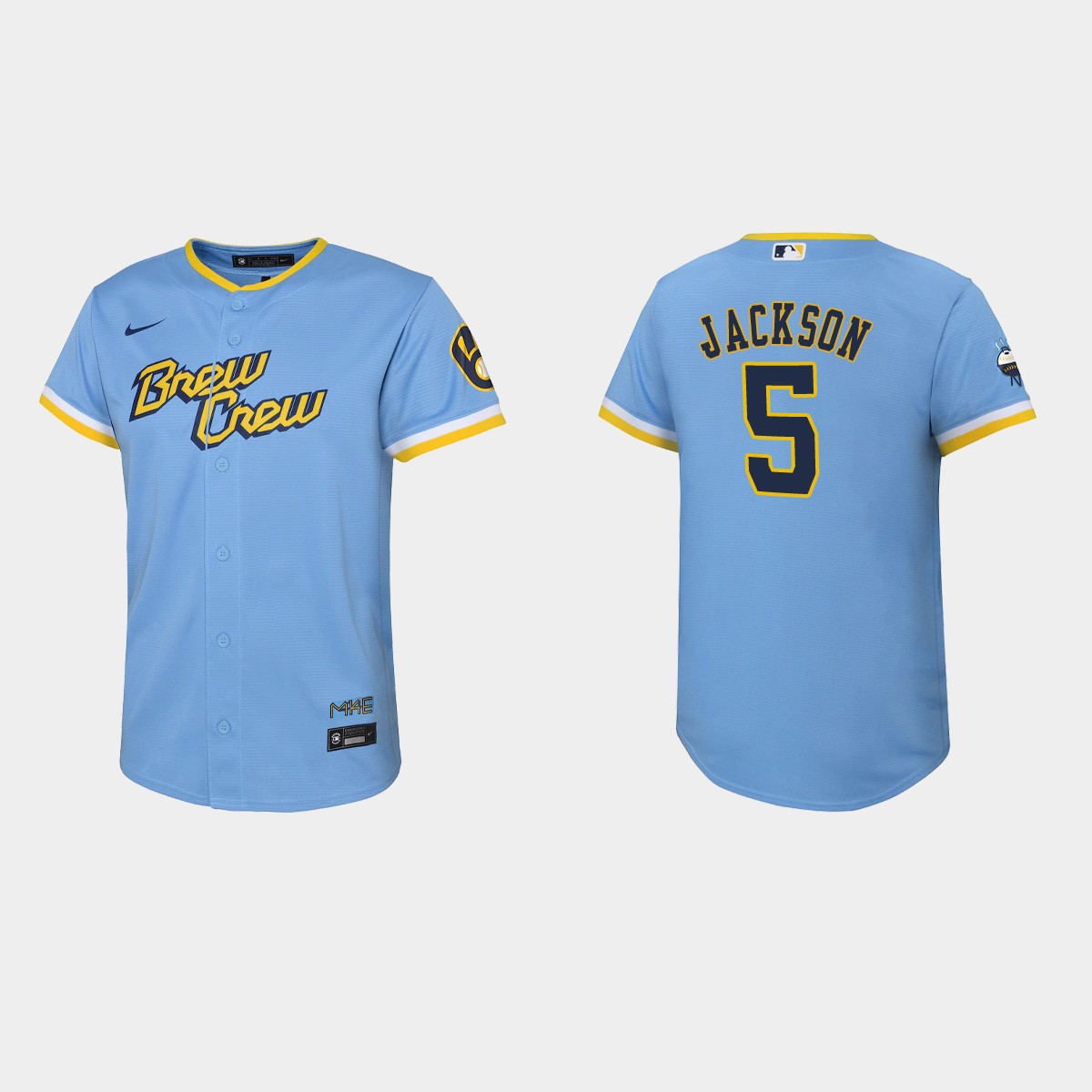 Youth Milwaukee Brewers Alex Jackson Powder Blue City Connect Jersey