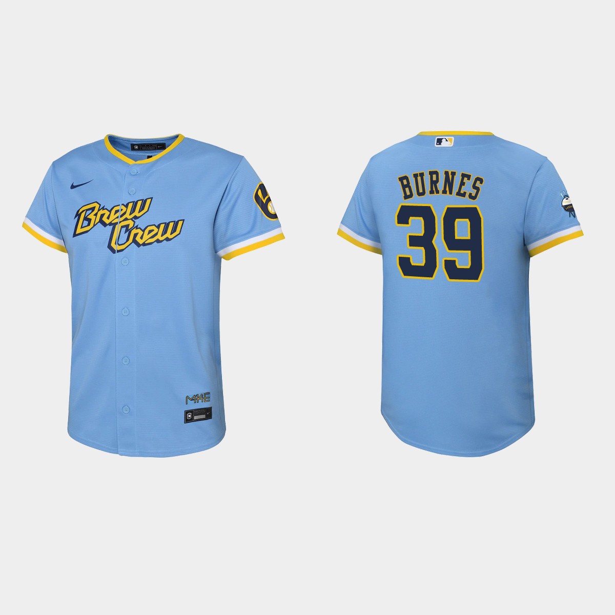 Youth Milwaukee Brewers Corbin Burnes Powder Blue City Connect Jersey
